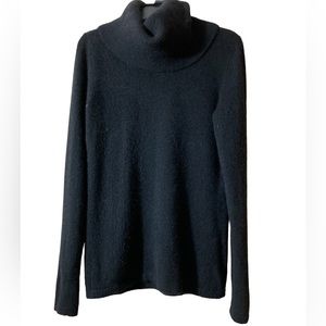 Black Cashmere Cowl Neck Sweater Vertical Design Size Medium